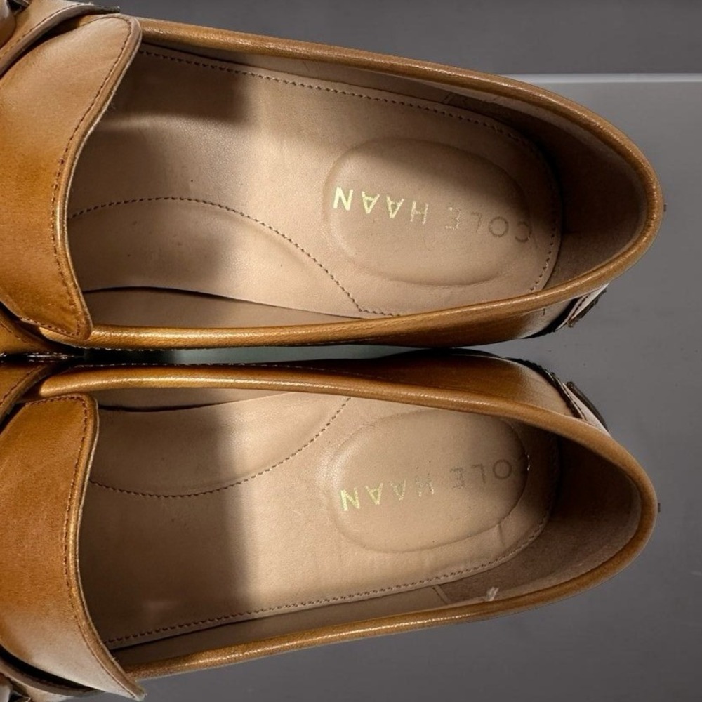 Cole Haan Women's Stassi Chain Loafer Pecan Brown Leather Slip On Flats Size 6B - Picture 7 of 13